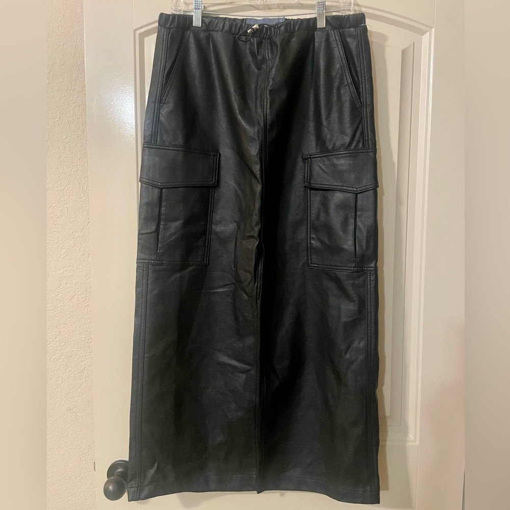 Indigo Rising Faux Leather Split Skirt NWT